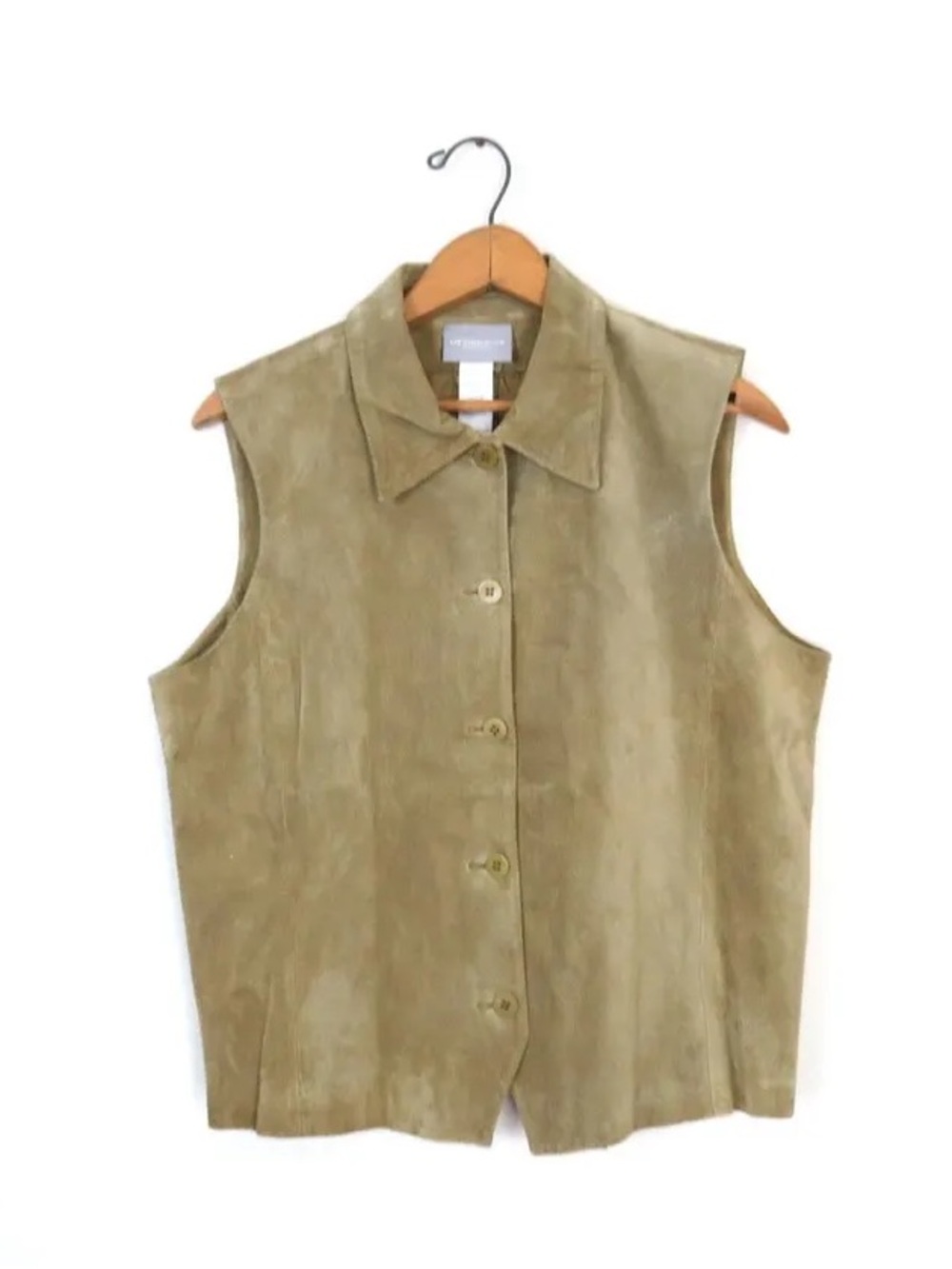 Liz Claiborne Tan Suede Sleeveless Button Vest